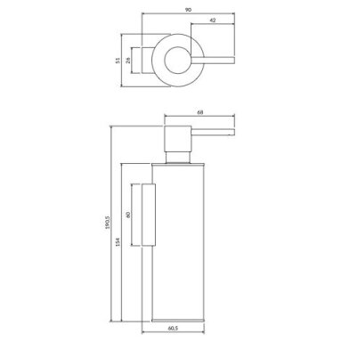 Juodos matinės spalvos pakabinamas skysto muilo dozatorius Omnires Modern Project MP60721BL Juodos matinės spalvos pakabinamas skysto muilo dozatorius Omnires Modern Project MP60721BL