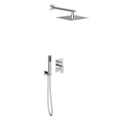 Chromo spalvos potinkinė dušo sistema Teorema su kvadratiniu dušeliu ir kvadratine dušo galva 25 cm Chromo spalvos potinkinė dušo sistema Teorema su kvadratiniu dušeliu ir kvadratine dušo galva 25 cm