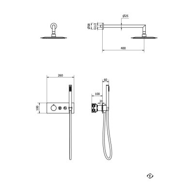 Chromo spalvos potinkinė termostatinė dušo sistema Teorema LAB 3.0 Chromo spalvos potinkinė termostatinė dušo sistema Teorema LAB 3.0