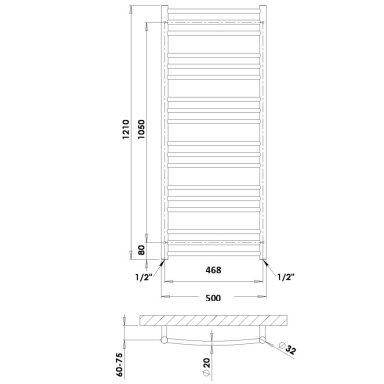 Baltas rankšluosčių džiovintuvas PMH Laveno 50x121 cm Baltas rankšluosčių džiovintuvas PMH Laveno 50x121 cm