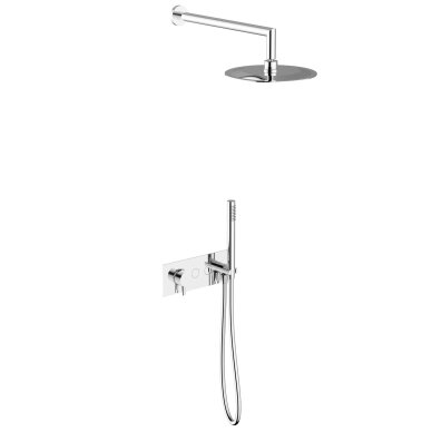 Chromo spalvos potinkinė dušo sistema Teorema su apvalia dušo galva 25 cm Chromo spalvos potinkinė dušo sistema Teorema su apvalia dušo galva 25 cm