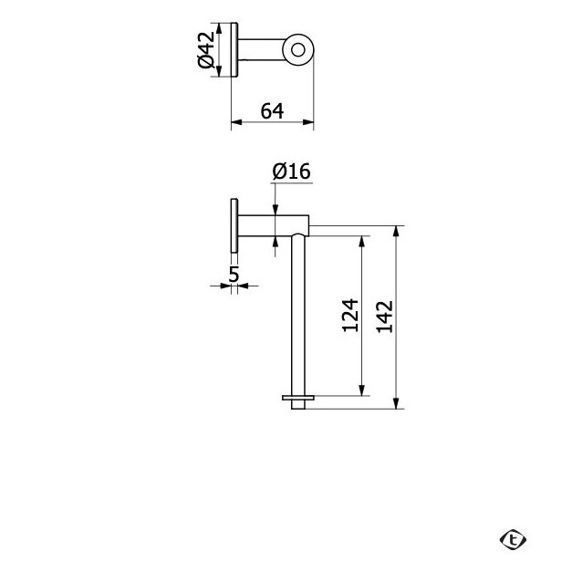 Brushed nickel spalvos tualetinio popieriaus laikiklis Teorema ABT 1 Brushed nickel spalvos tualetinio popieriaus laikiklis Teorema ABT 1