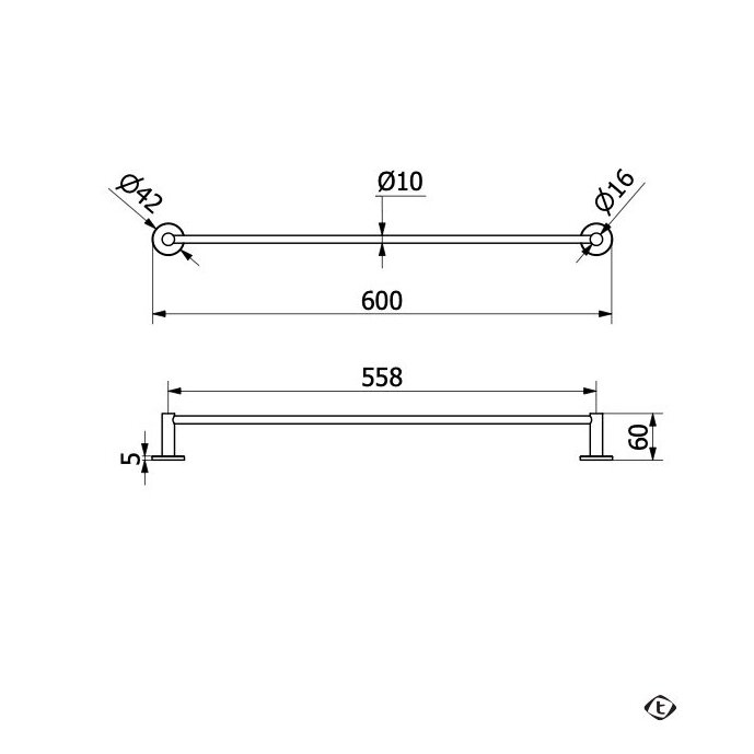 Chromo spalvos rankšluosčių kabykla Teorema ABT 60 cm 1 Chromo spalvos rankšluosčių kabykla Teorema ABT 60 cm 1