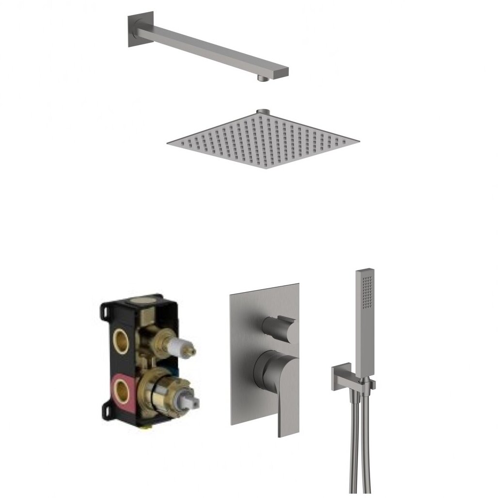 Brushed nickel spalvos potinkinė dušo sistema Teorema Slope Brushed nickel spalvos potinkinė dušo sistema Teorema Slope