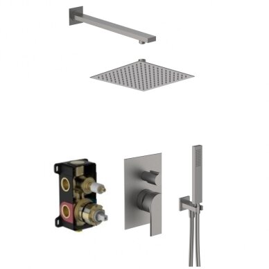 Brushed nickel spalvos potinkinė dušo sistema Teorema Slope Brushed nickel spalvos potinkinė dušo sistema Teorema Slope