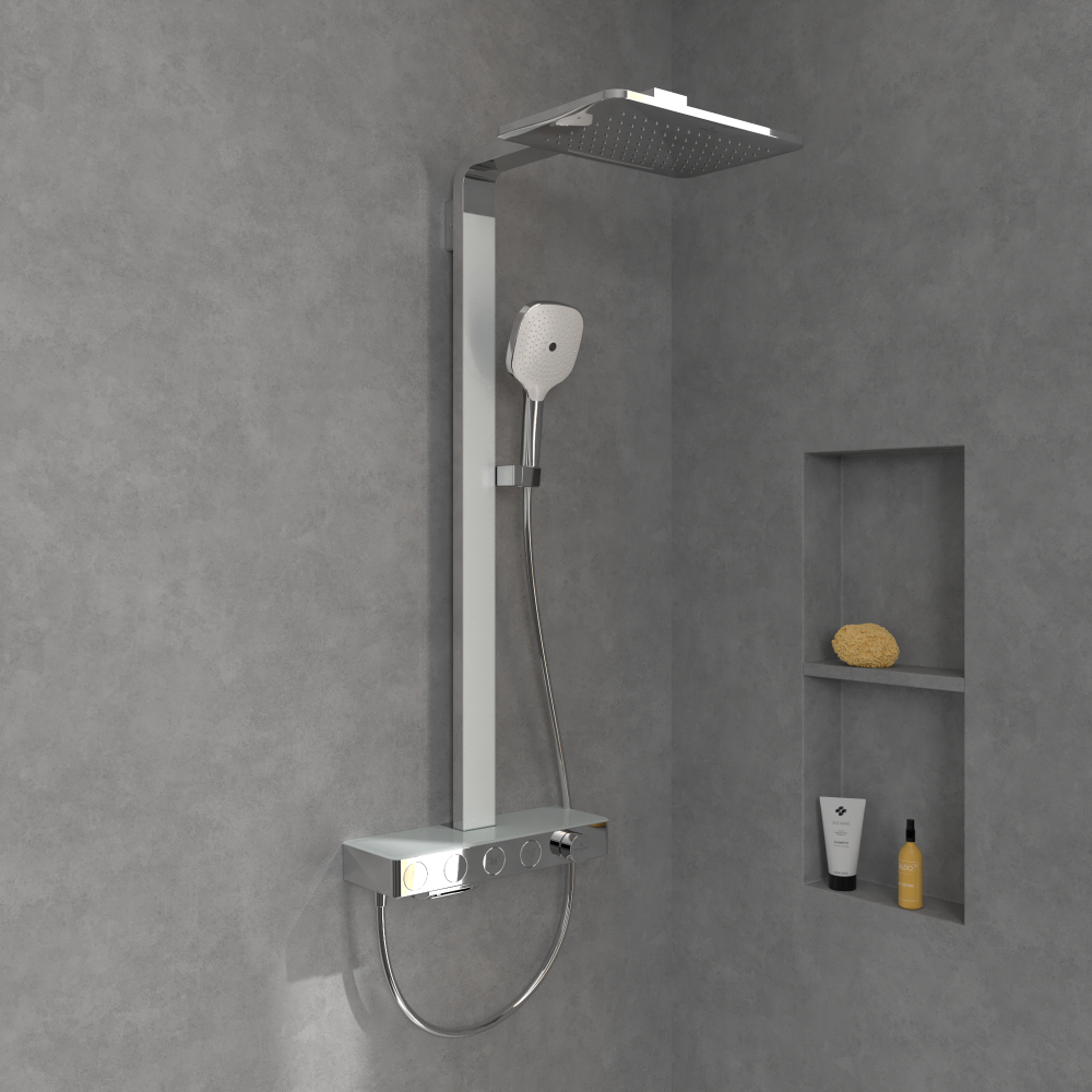 Dušo sistema VILLEROY&BOCH Infinity termostatinė, 240mm dušo galva, chromas Dušo sistema VILLEROY&BOCH Infinity termostatinė, 240mm dušo galva, chromas