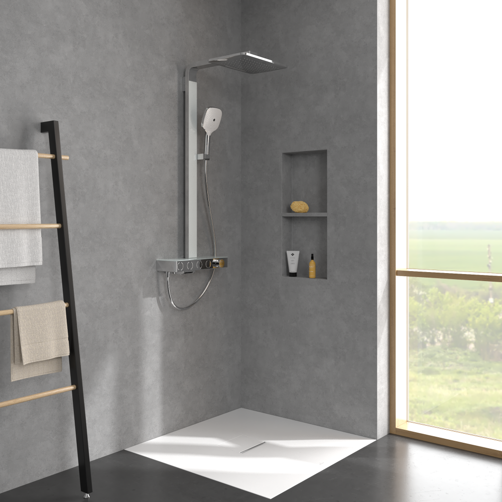 Dušo sistema VILLEROY&BOCH Infinity termostatinė, 240mm dušo galva, chromas 2 Dušo sistema VILLEROY&BOCH Infinity termostatinė, 240mm dušo galva, chromas 2