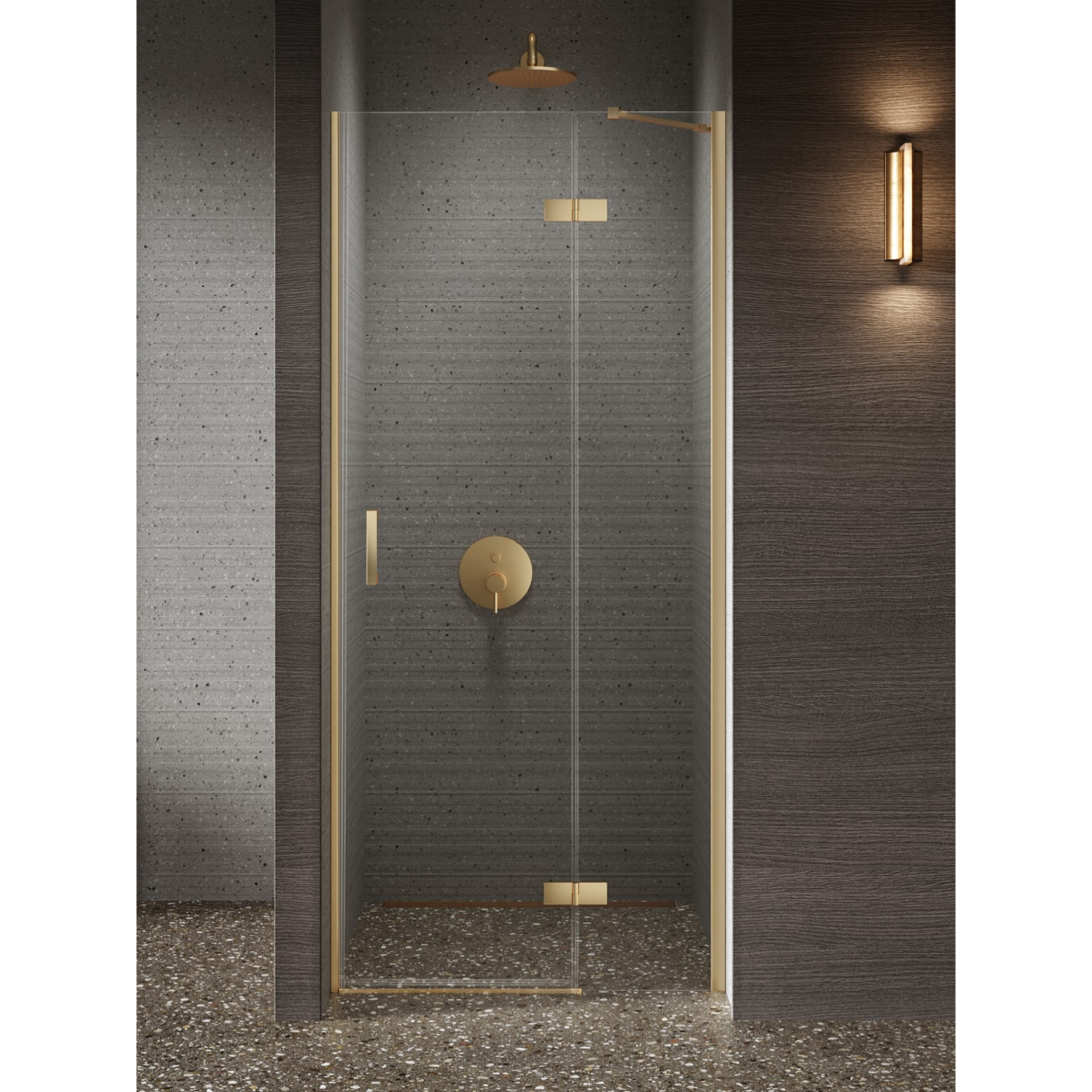 Dušo durys New Trendy Nesta Gold Brushed, pasirenkamas dydis ir pusė Dušo durys New Trendy Nesta Gold Brushed, pasirenkamas dydis ir pusė