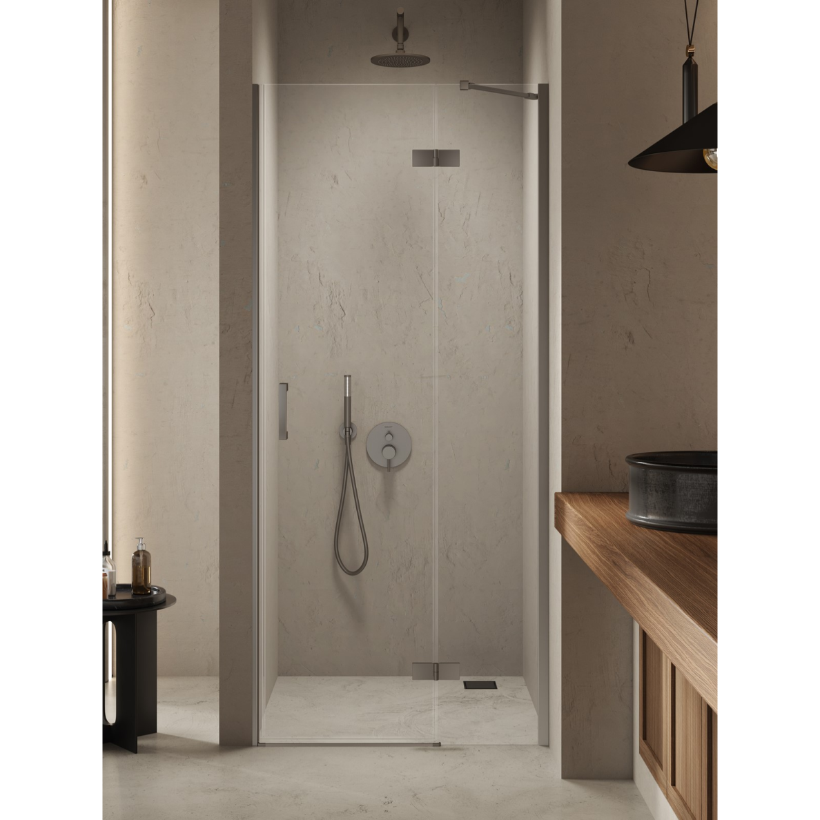 Dušo durys New Trendy Nesta Gunmetal Brushed, pasirenkamas dydis ir pusė Dušo durys New Trendy Nesta Gunmetal Brushed, pasirenkamas dydis ir pusė