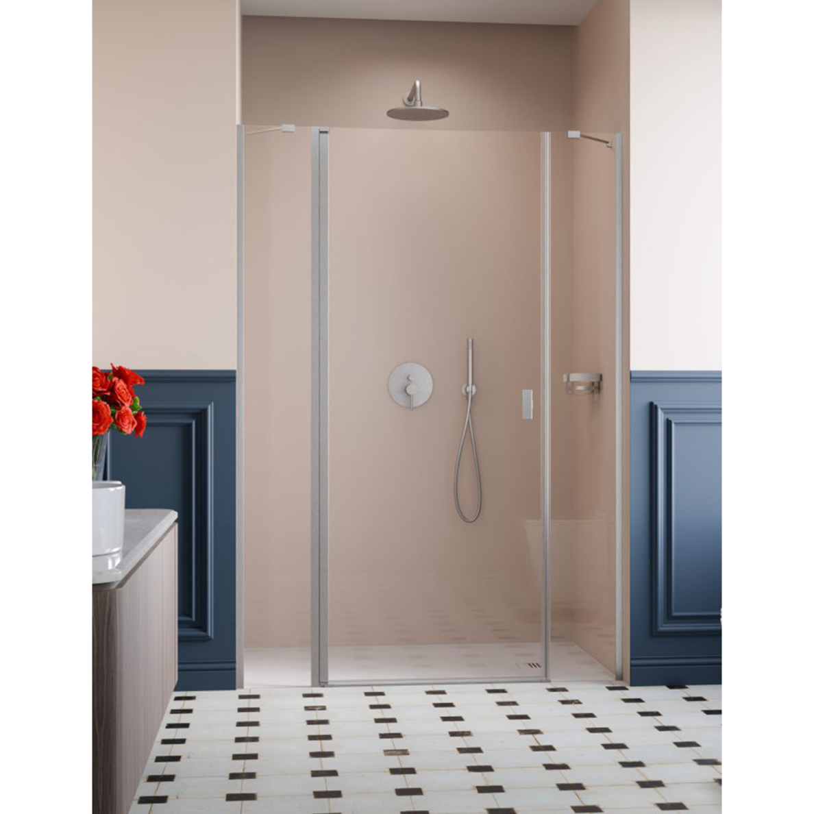 Dušo durys Radaway Nes Brushed Nickel DWJS, skaidrus stiklas Dušo durys Radaway Nes Brushed Nickel DWJS, skaidrus stiklas