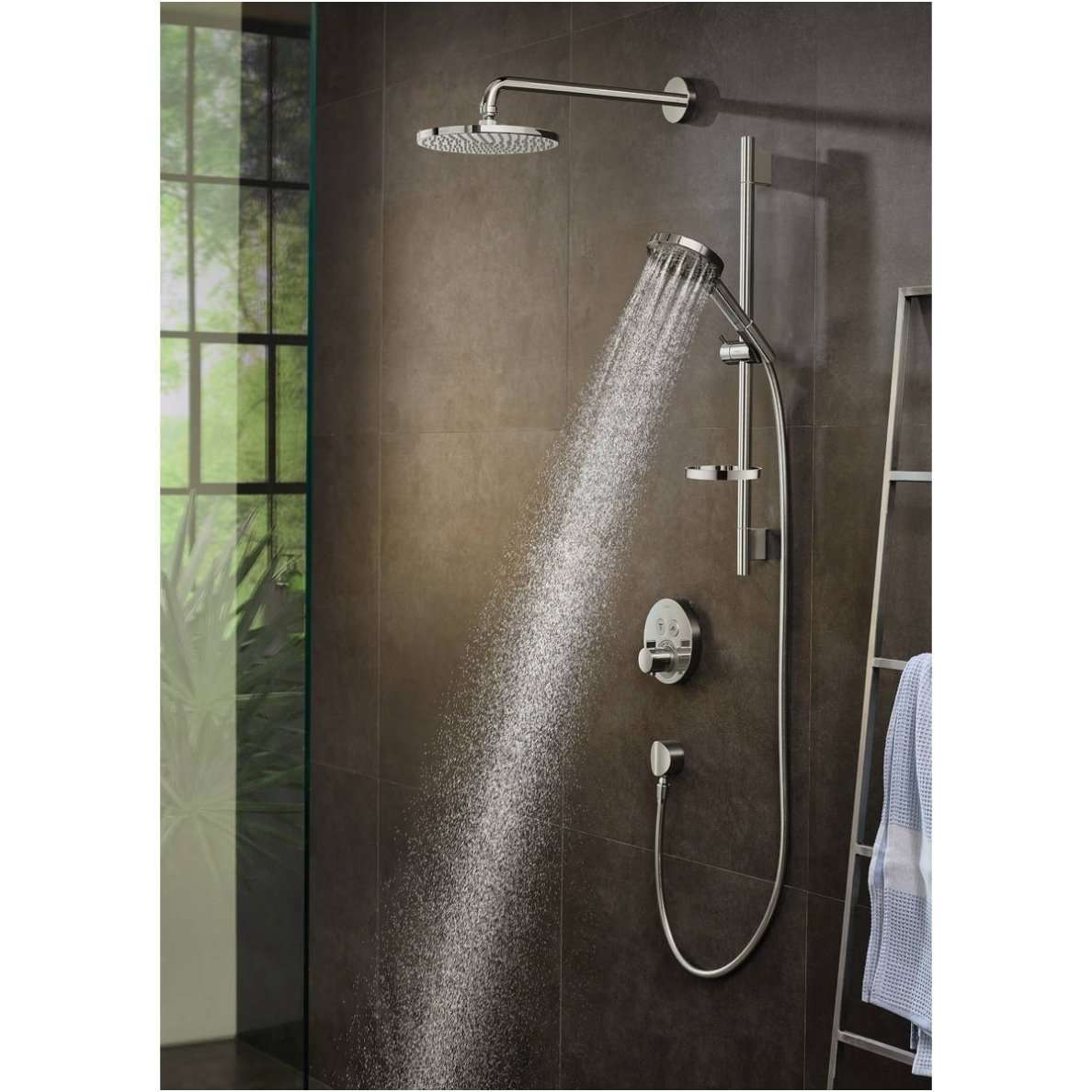 Dušo galvutė Hansgrohe Raindance Select S 26014000 trijų srovių, su PowderRain 2 Dušo galvutė Hansgrohe Raindance Select S 26014000 trijų srovių, su PowderRain 2