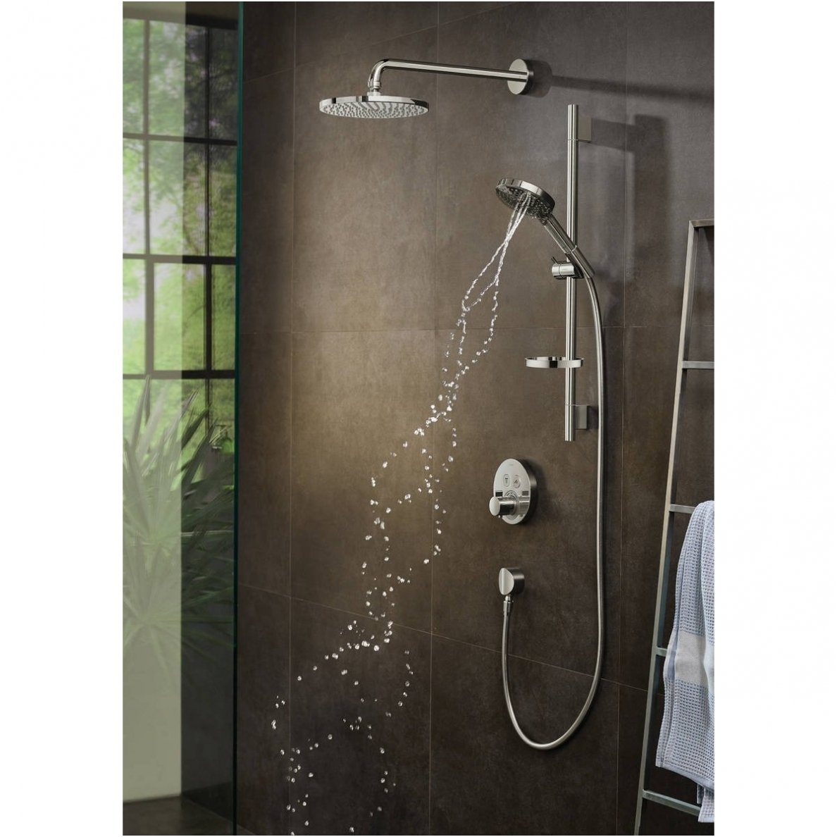 Dušo galvutė Hansgrohe Raindance Select S 26014000 trijų srovių, su PowderRain 4 Dušo galvutė Hansgrohe Raindance Select S 26014000 trijų srovių, su PowderRain 4