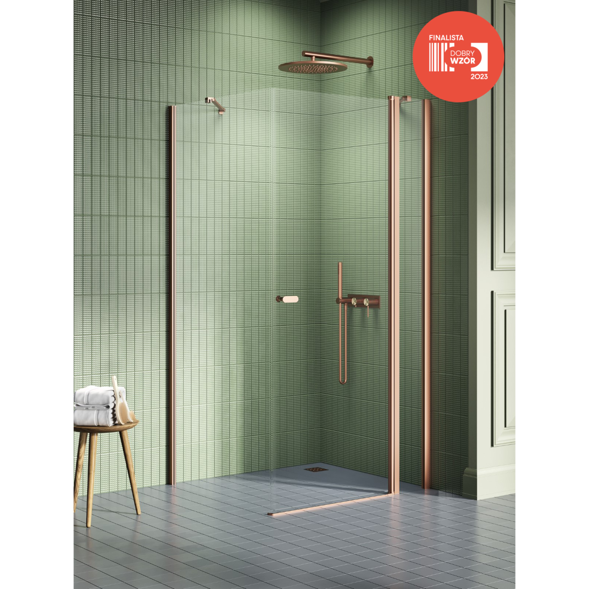 Dušo kabina New Trendy New Soleo Copper Brushed su papildoma sienele, pasirenkamas dydis Dušo kabina New Trendy New Soleo Copper Brushed su papildoma sienele, pasirenkamas dydis