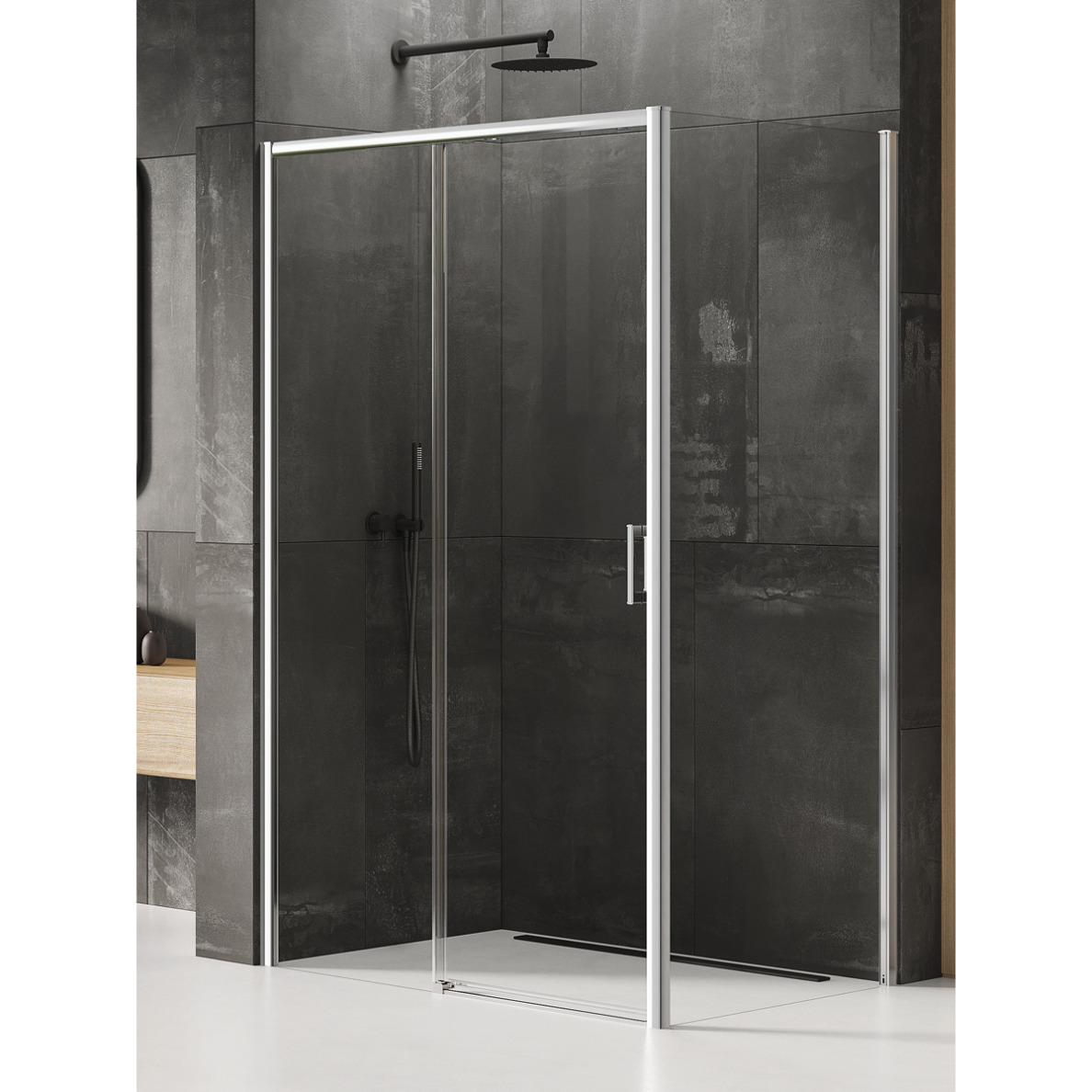 Dušo kabina New Trendy Prime Chrome square, pasirenkamas dydis ir pusė Dušo kabina New Trendy Prime Chrome square, pasirenkamas dydis ir pusė