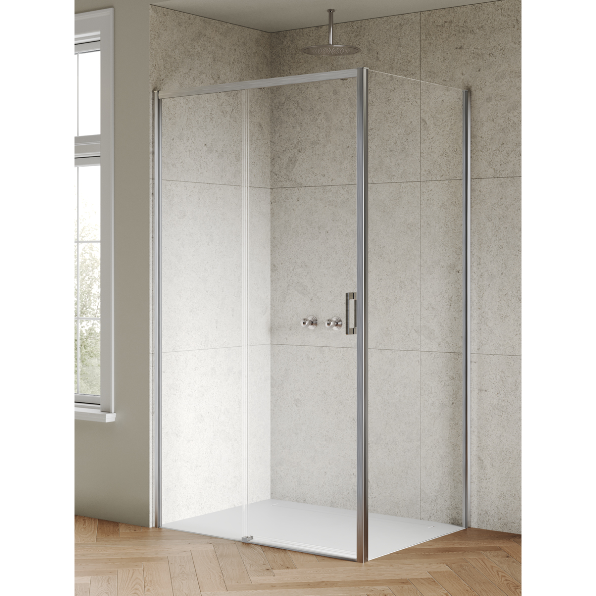 Dušo kabina New Trendy Prime NICKEL BRUSHED square, pasirenkamas dydis ir pusė Dušo kabina New Trendy Prime NICKEL BRUSHED square, pasirenkamas dydis ir pusė