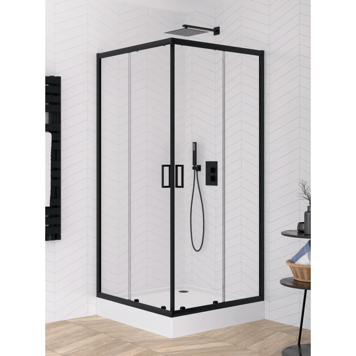 Dušo kabina New Trendy Suvia Black 2D, pasirenkamas dydis