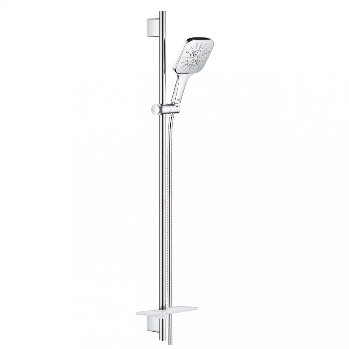 Dušo komplektas Grohe RAINSHOWER SMARTACTIVE 130 CUBE su lentynėle