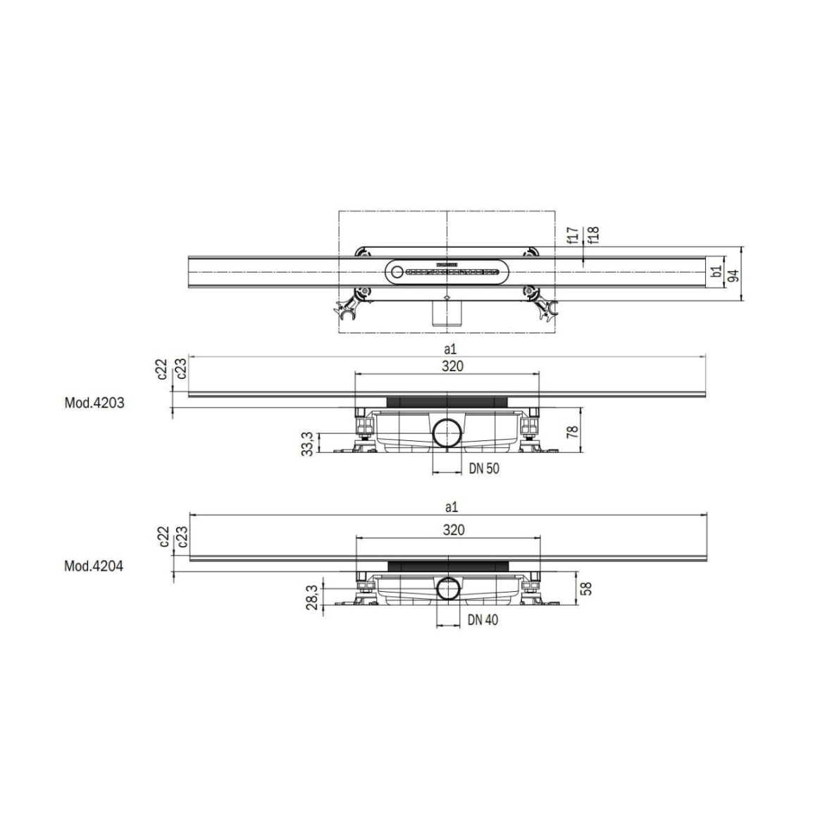 Dušo latakas Kaldawei FLOWLINE ZERO 900x55mm, steel brushed + Sifonas dušo latakui FlowDrain 4