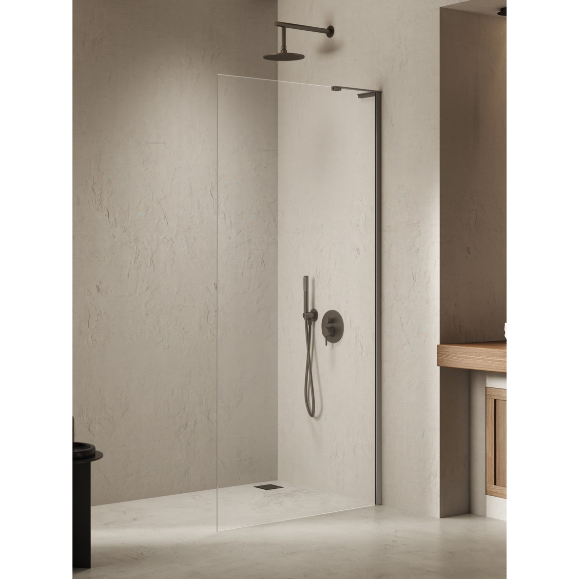 Dušo sienelė New Trendy Nesta Gunmetal Brushed, pasirenkami dydžiai Dušo sienelė New Trendy Nesta Gunmetal Brushed, pasirenkami dydžiai
