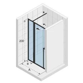 Dušo durys Riho Lucid GD104, 120 cm, juoda matinė 1 Dušo durys Riho Lucid GD104, 120 cm, juoda matinė 1