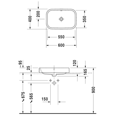 Duravit Happy D.2 pastatomas ant stalviršio praustuvas 600x400