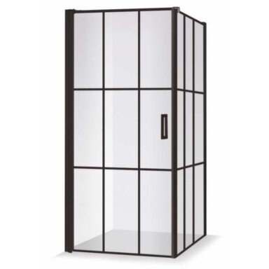 Dušo kabina Brasta Glass KRISTINA Nero Cube su skaidriu stiklu, 90x90x200cm