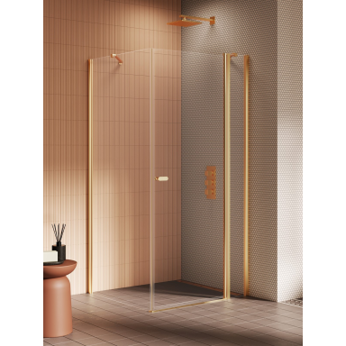 Dušo kabina New Trendy New Soleo Gold Brushed su papildoma sienele, pasirenkamas dydis Dušo kabina New Trendy New Soleo Gold Brushed su papildoma sienele, pasirenkamas dydis