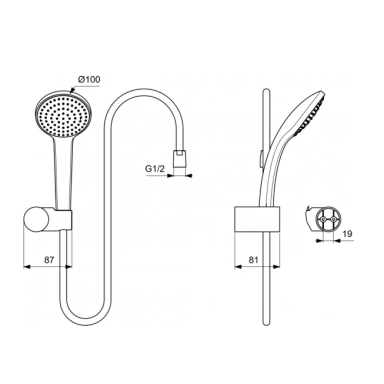 DUŠO KOMPLEKTAS IDEAL STANDARD IDEALRAIN, M1 SU 100 MM GALVUTE (ŽARNELĖ 1.25 M) DUŠO KOMPLEKTAS IDEAL STANDARD IDEALRAIN, M1 SU 100 MM GALVUTE (ŽARNELĖ 1.25 M)