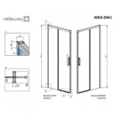Dušo durys Radaway Idea DWJ (dydžių pasirinkimas) 3