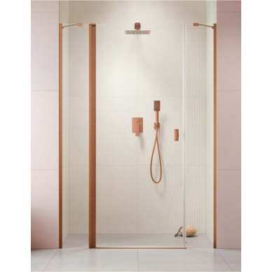 Dušo durys Radaway Nes Brushed Copper DWJS, skaidrus stiklas
