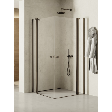 Dušo kabina New Trendy New Soleo Gunmetal Brushed dvigubų durų, pasirenkamas dydis