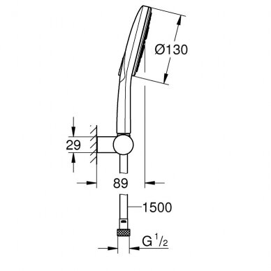 Dušo komplektas Grohe RAINSHOWER SMARTACTIVE 130 3 funkcijų 3