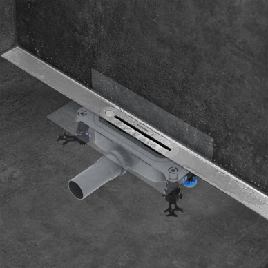 Dušo latakas Kaldawei FLOWLINE ZERO 900x55mm, steel brushed + Sifonas dušo latakui FlowDrain 2
