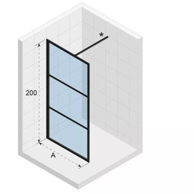 Dušo sienelė Riho Grid GB400 140 cm, juodas profilis, skaidrus stiklas 2