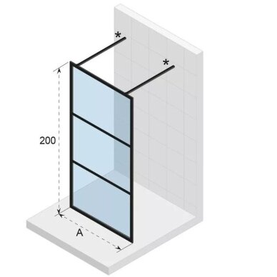 Dušo sienelė Riho Grid GB401 100 cm, juodas profilis, skaidrus stiklas 2 Dušo sienelė Riho Grid GB401 100 cm, juodas profilis, skaidrus stiklas 2