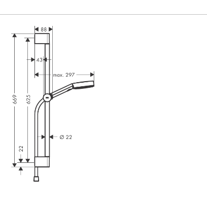 Dušo komplektas HANSGROHE Pulsify Select S 105, 3 srovių, Relaxation EcoSmart, su 65 cm dušo stovu, spalva - chromo 1 Dušo komplektas HANSGROHE Pulsify Select S 105, 3 srovių, Relaxation EcoSmart, su 65 cm dušo stovu, spalva - chromo 1