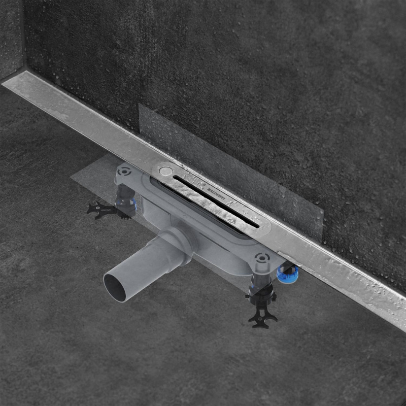 Dušo latakas Kaldawei FLOWLINE ZERO 900x55mm, steel brushed + Sifonas dušo latakui FlowDrain 2