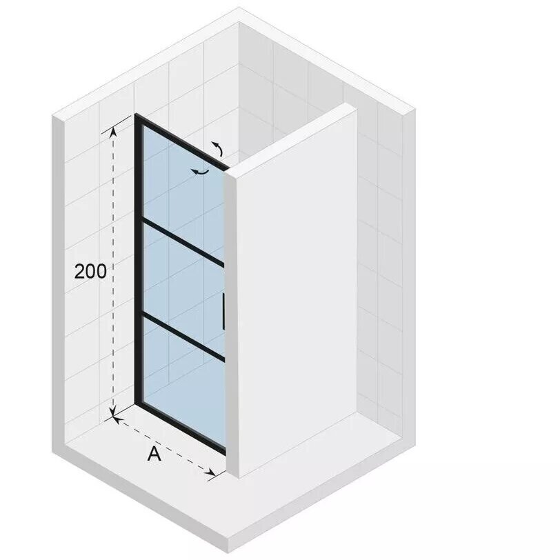 Dušo durys Riho Grid GB101 80 cm juodas profilis, skaidrus stiklas 1