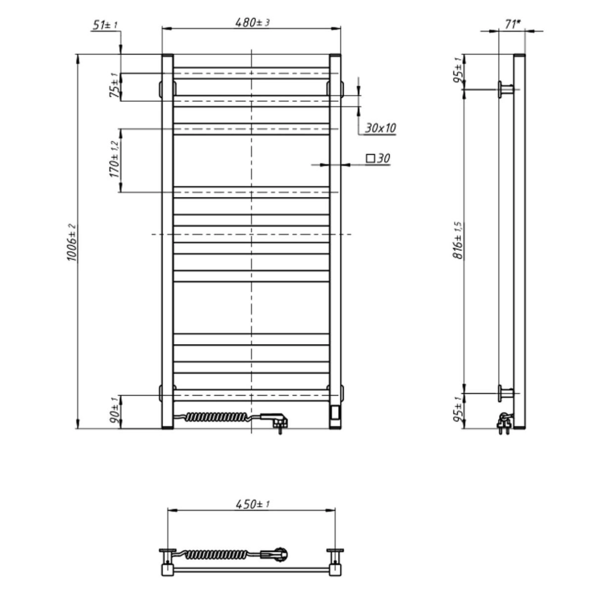 Elektrinis rankšluosčių džiovintuvas Navin Avangard 480×1000 Sensor, kairė pusė, baltas 4 Elektrinis rankšluosčių džiovintuvas Navin Avangard 480×1000 Sensor, kairė pusė, baltas 4