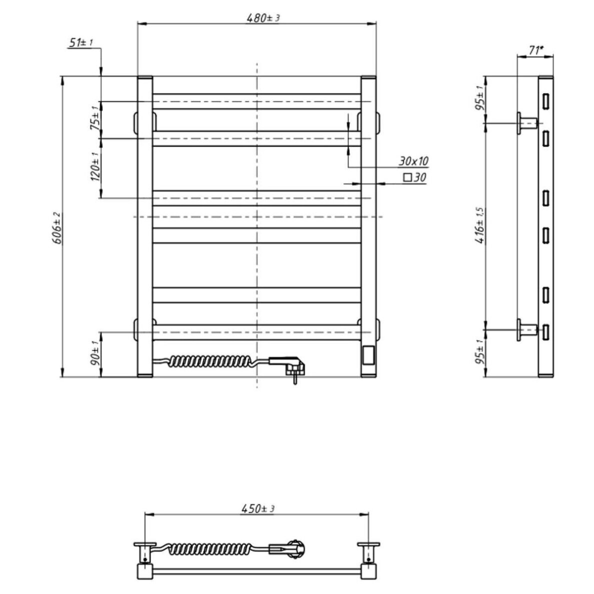 Elektrinis rankšluosčių džiovintuvas Navin Avangard 480*600 Sensor, baltas, (laidas kairėje) 3