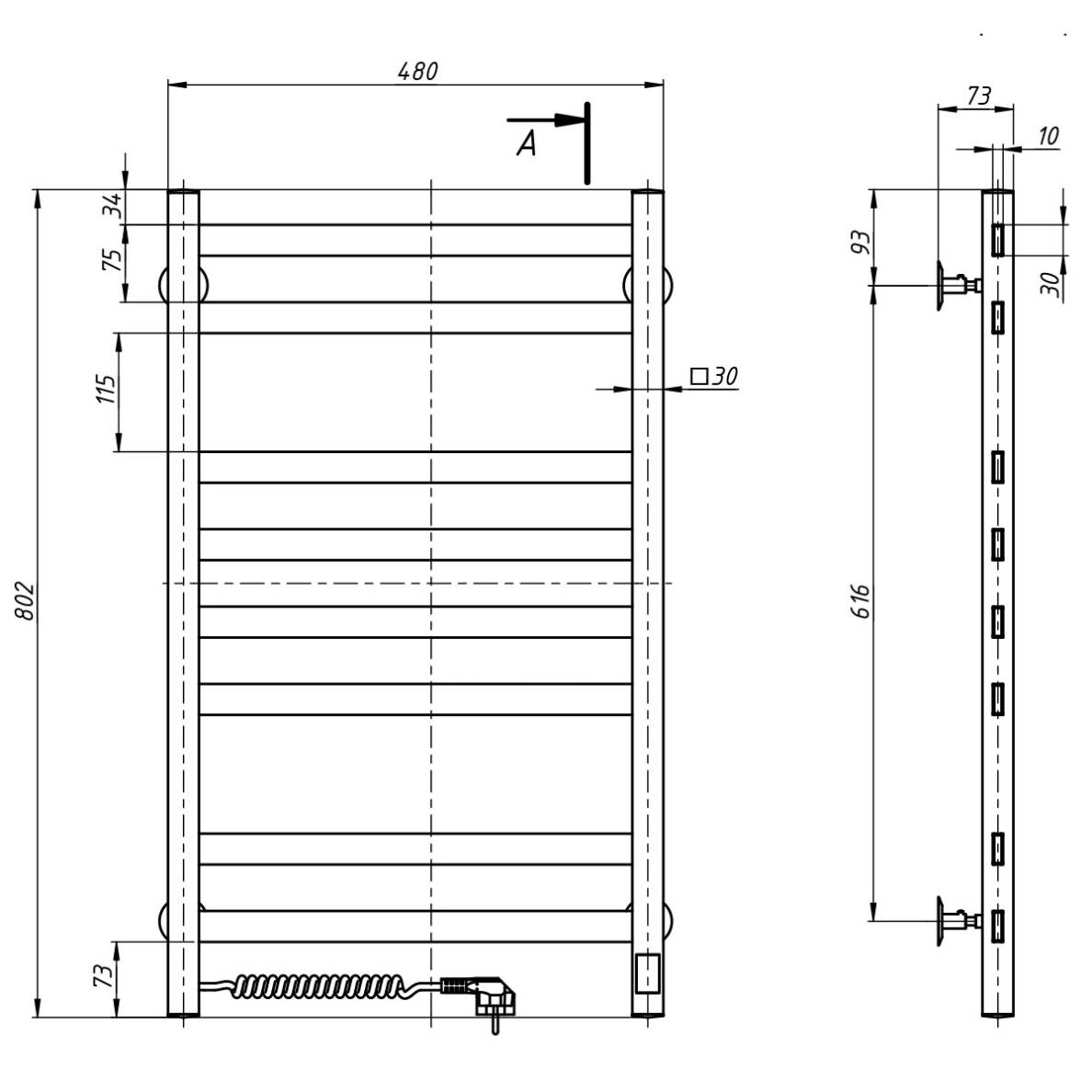 Elektrinis rankšluosčių džiovintuvas Navin Avangard 480×800 Sensor, kairė pusė, matinis auksas 3 Elektrinis rankšluosčių džiovintuvas Navin Avangard 480×800 Sensor, kairė pusė, matinis auksas 3