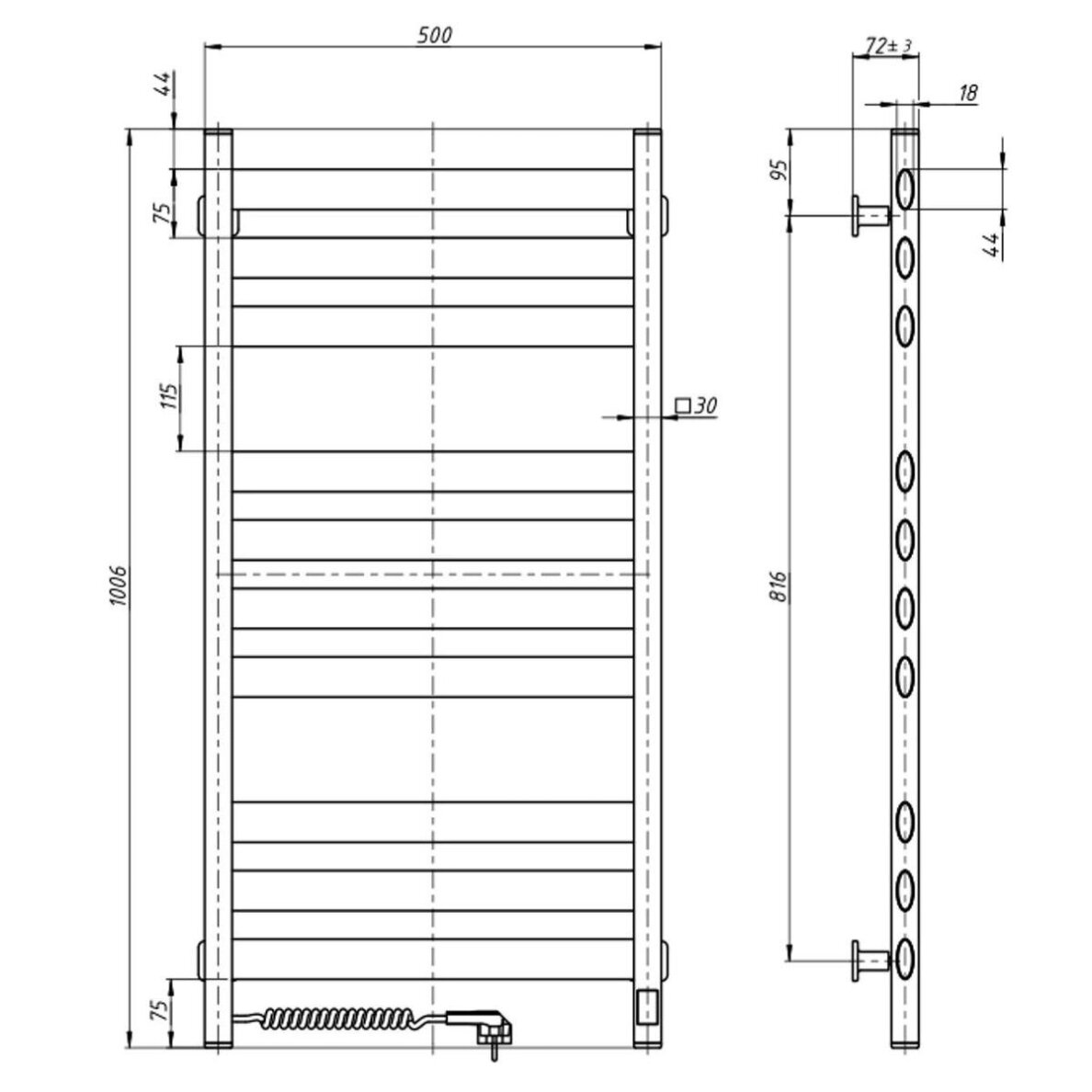 Elektrinis rankšluosčių džiovintuvas Navin Ellipse 500*1000 Sensor, (laidas kairėje) 3 Elektrinis rankšluosčių džiovintuvas Navin Ellipse 500*1000 Sensor, (laidas kairėje) 3
