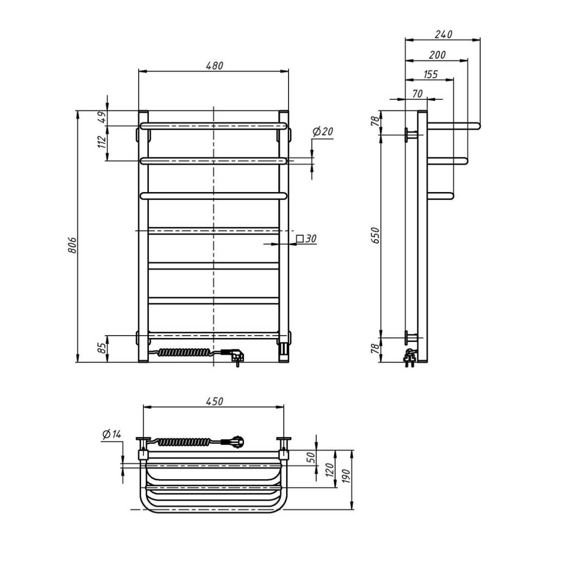 Elektrinis rankšluosčių džiovintuvas Navin Fortis 480x800 Sensor, pasirenkama pusė 5 Elektrinis rankšluosčių džiovintuvas Navin Fortis 480x800 Sensor, pasirenkama pusė 5