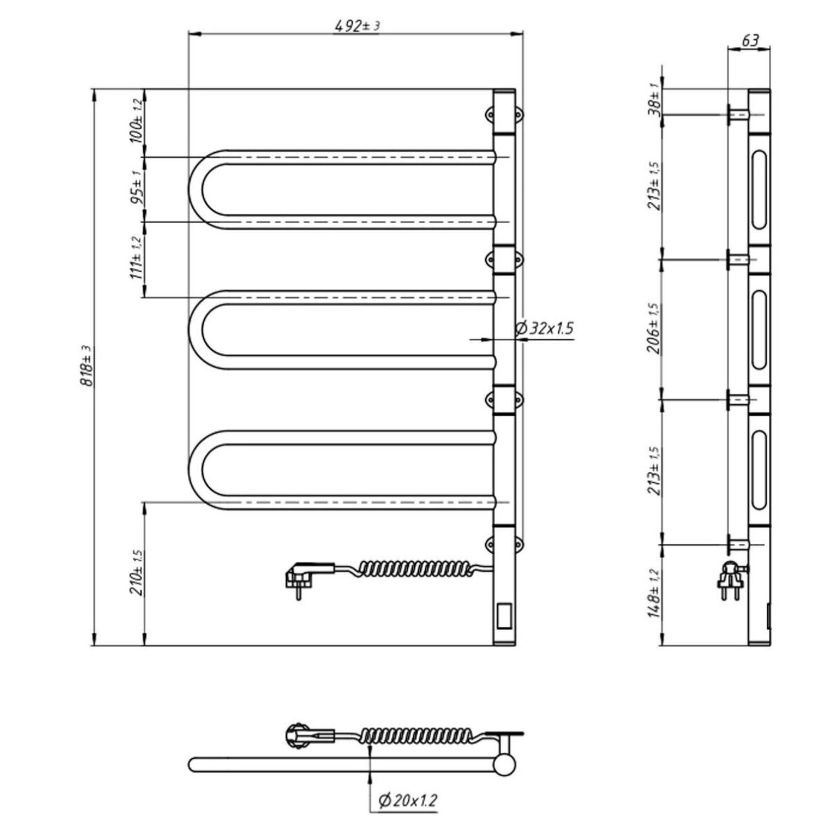 Elektrinis rankšluosčių džiovintuvas Navin Fouette 480*800 Sensor, baltas 4