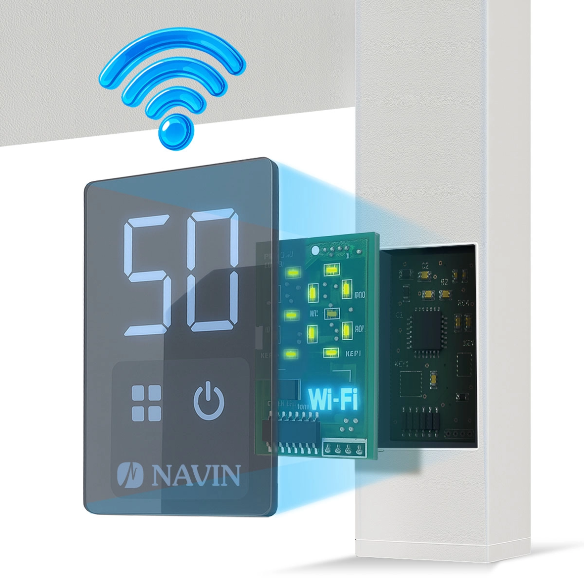 Elektrinis rankšluosčių džiovintuvas Navin Levante 450x1400 Sensor su WI-FI, dešinė, baltas 4 Elektrinis rankšluosčių džiovintuvas Navin Levante 450x1400 Sensor su WI-FI, dešinė, baltas 4