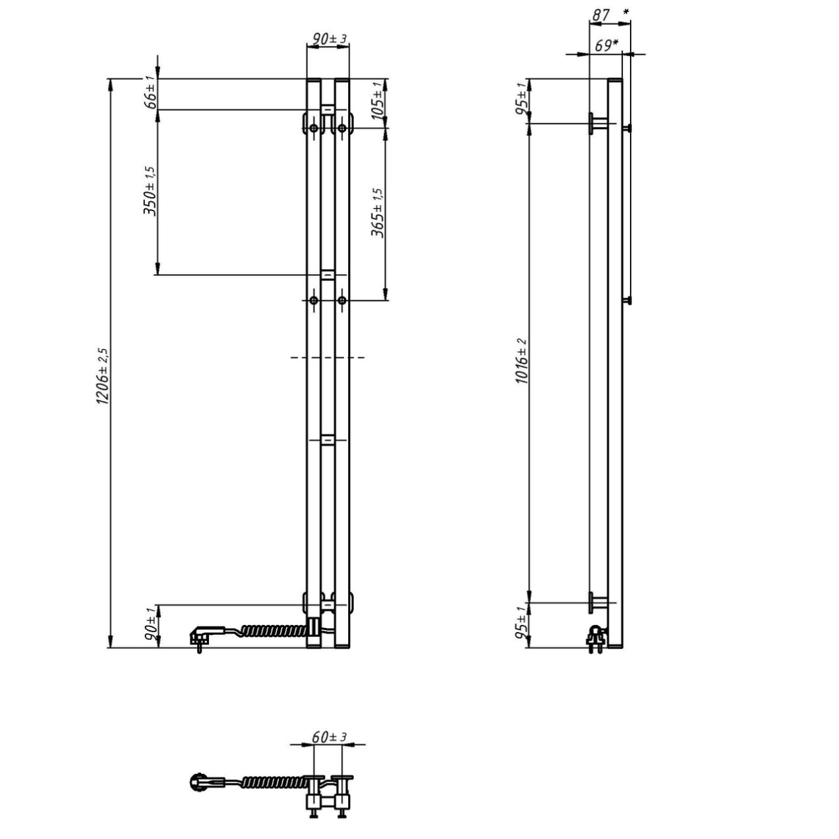 Elektrinis rankšluosčių džiovintuvas Navin Silhouette Quadro 90x1200 Sensor, dešinė, baltas 6 Elektrinis rankšluosčių džiovintuvas Navin Silhouette Quadro 90x1200 Sensor, dešinė, baltas 6