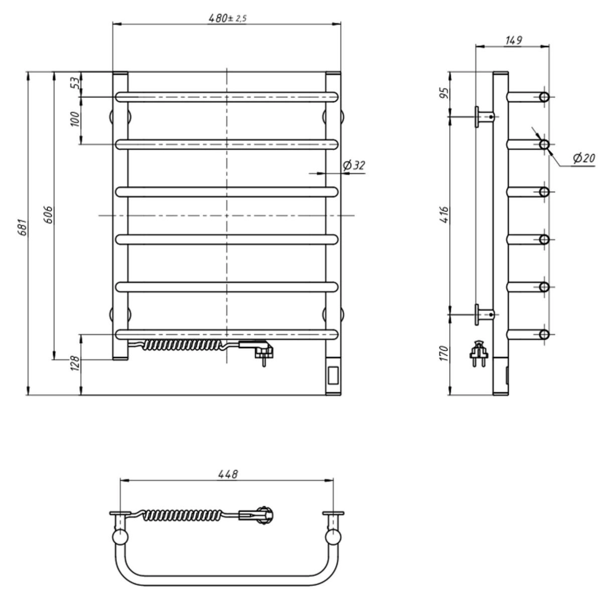 Elektrinis rankšluosčių džiovintuvas Navin Symphony 480x600 sensor, kairė, baltas 3 Elektrinis rankšluosčių džiovintuvas Navin Symphony 480x600 sensor, kairė, baltas 3