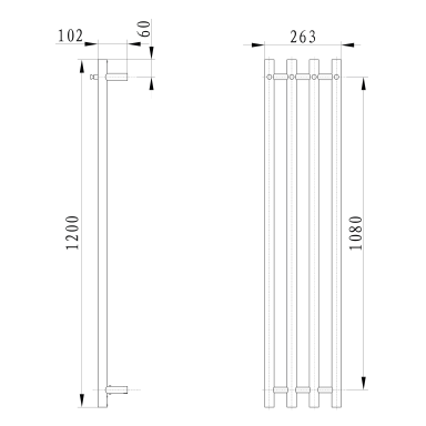 Elektrinis džiovintuvas PAPINADO 263x1200 mm juoda matinis Elektrinis džiovintuvas PAPINADO 263x1200 mm juoda matinis