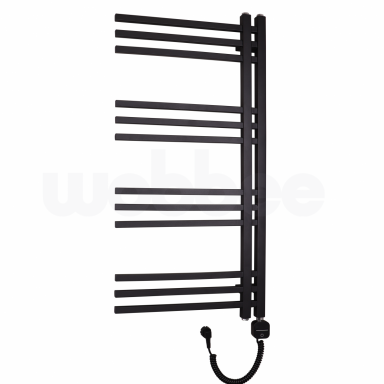 Elektrinis rankšluosčių džiovintuvas WOBBEE FLINT BLACK 50x100cm juodas matinis dešininis su tenu su laidu Elektrinis rankšluosčių džiovintuvas WOBBEE FLINT BLACK 50x100cm juodas matinis dešininis su tenu su laidu