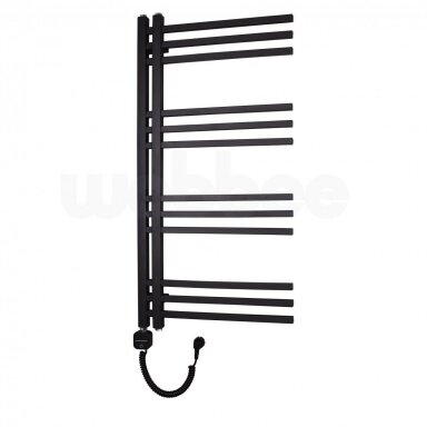 Elektrinis rankšluosčių džiovintuvas WOBBEE FLINT BLACK 50x100cm juodas matinis kairinis su tenu su laidu Elektrinis rankšluosčių džiovintuvas WOBBEE FLINT BLACK 50x100cm juodas matinis kairinis su tenu su laidu